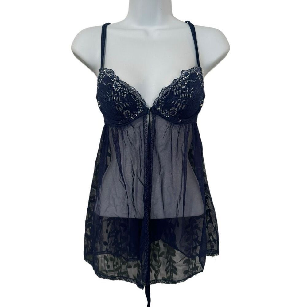 Victoria’s Secret Royal Blue Floral Lingerie Size 34B
